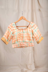 Peach Multi Colour Checks Blouse